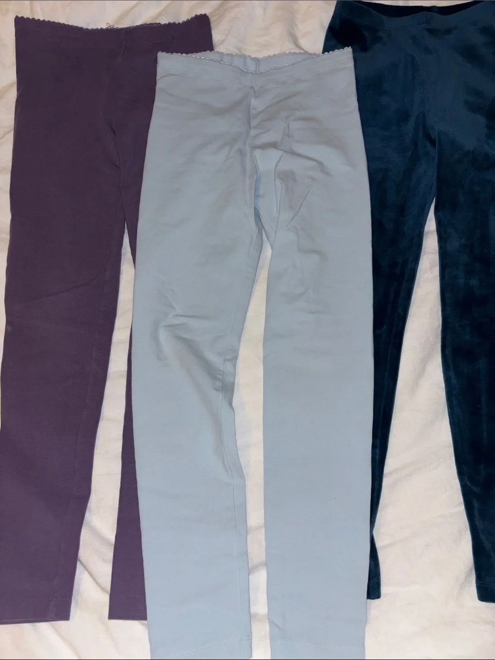 Bundle Tea Collection Sz 8 Kids Stretch Leggings - one velour, two cotton blend